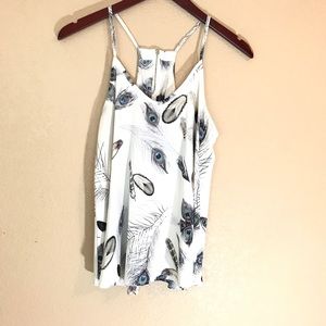 peacock feather print racerback silky tank top
